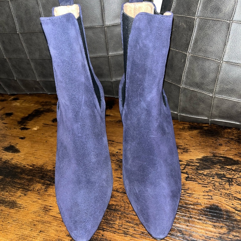 Antonio De Faria Débora Leather Blue Suede Ankle Boots Bootied sz 38 - Picture 4 of 5